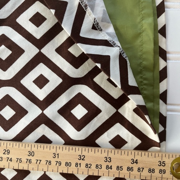 Jessica Howard Women's Sleeveless Dress Brown White Lime Green Sash Lined Sze 12 - Picture 7 of 9